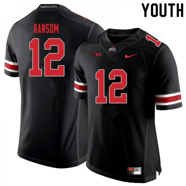 Ohio State Buckeyes #12 Lathan Ransom Youth Football Jersey Blackout